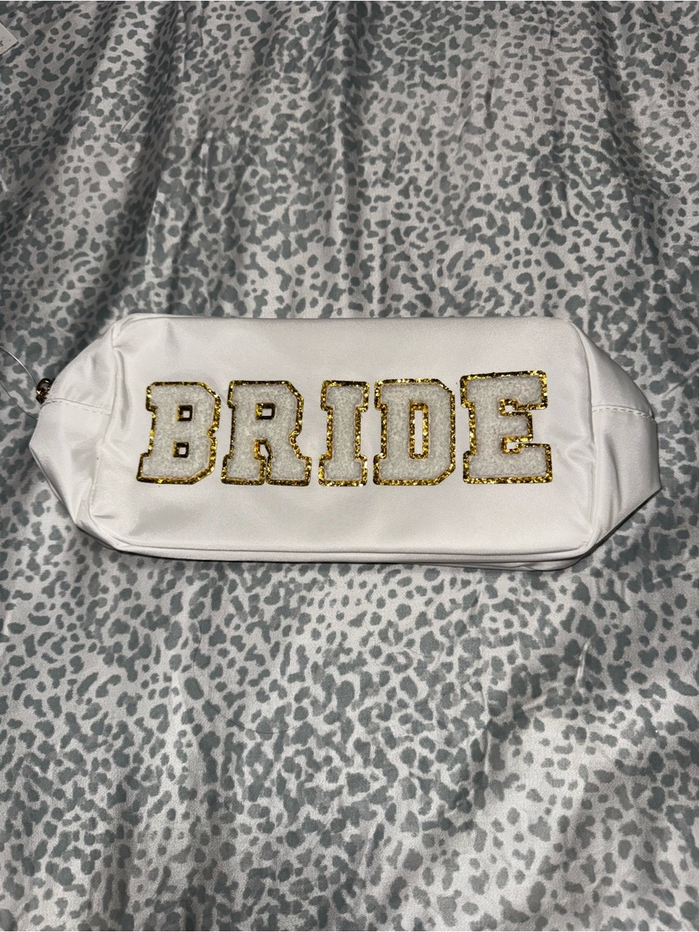 White 'BRIDE' Embellished Cosmetic Bag